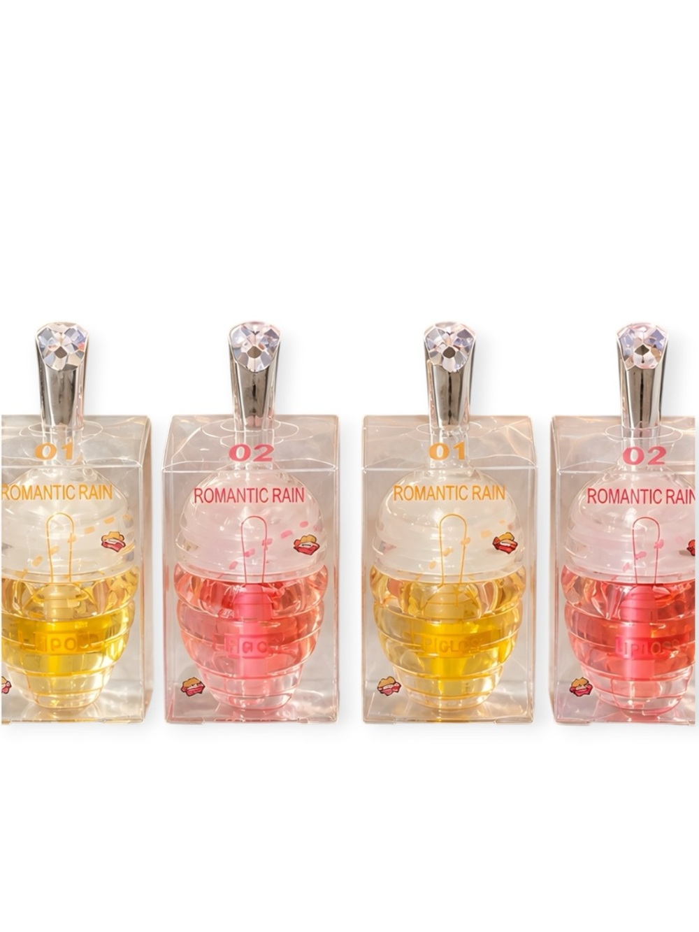 Romantic Rain Honey Pot Lip Oil 4pc NEW